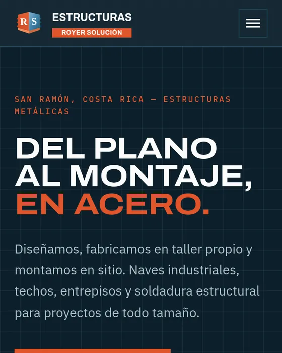 Página de Estructuras Royer Solución vista en un celular